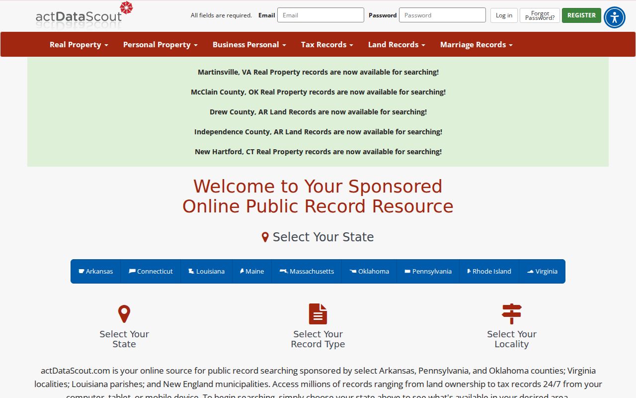 Bryant residents directory property search interface
